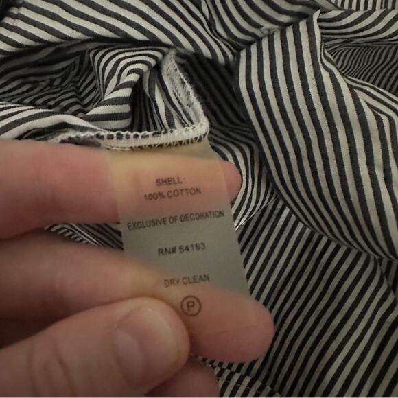 Calvin Klein Gray & White Striped Boho Wide Bell Sleeve Button Down Dress Sz‎ 6 - Picture 8 of 11